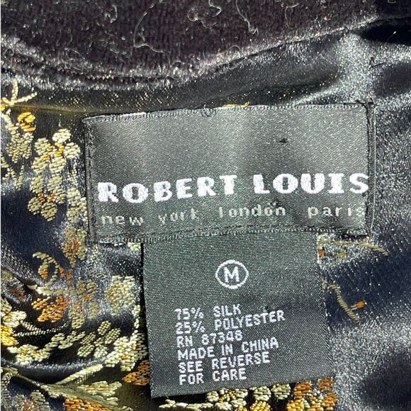 Robert Louis Black Gold Button Down Blouse Size M - Picture 6 of 10